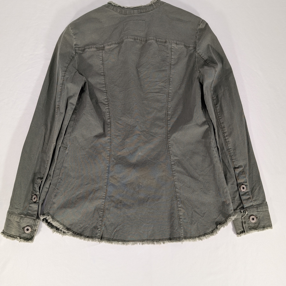 William Rast-Knotto Olive Green Shirt Jacket w/ Patchwork & Pins Size Junior XS - Picture 5 of 13